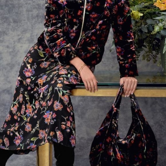 Johnny Was Jade borges velvet hobo shoulder bag purse - Picture 6 of 6